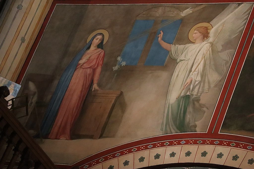 Hippolyte Flandrin - Murales dell'Abbazia di Saint, Germain, des, Prés, Annunciazione